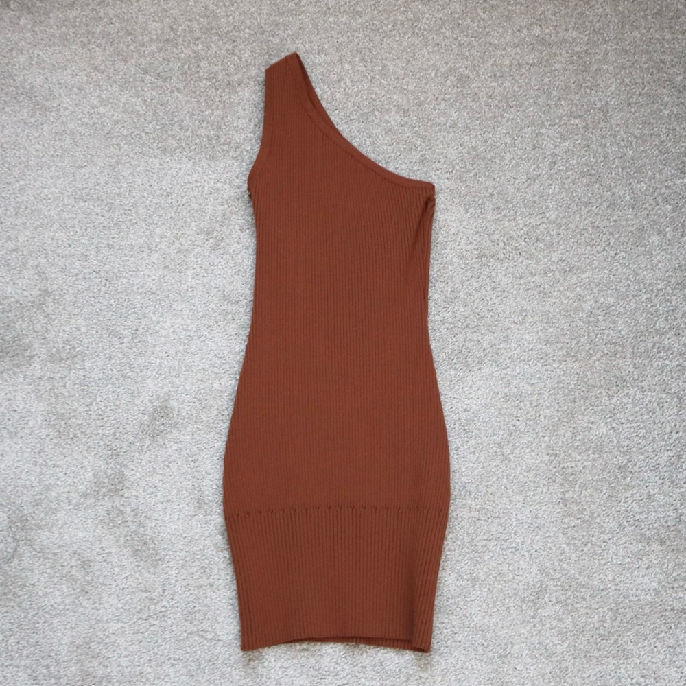 forever 21 one shoulder ribbed midi dress